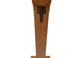 Art Deco Modernist Floor Lamp with Shantung Silk Shade, 1920s